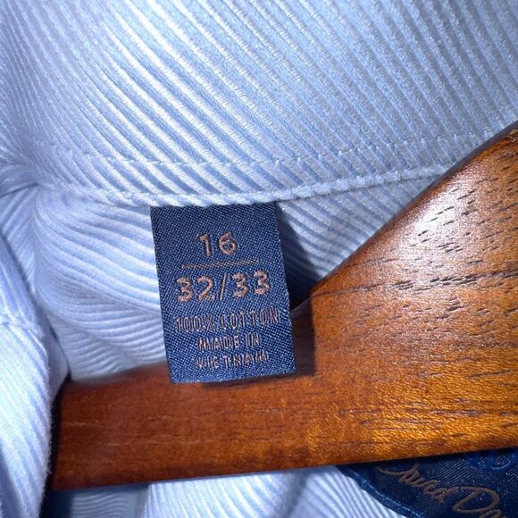 Blue David Donahue Trim Fit Dress Shirt Size M 16 32/33 - Picture 3 of 8